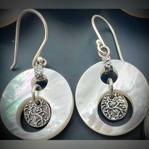 Silpada Sterling Silver Mother of Pearl Filagree Earrings